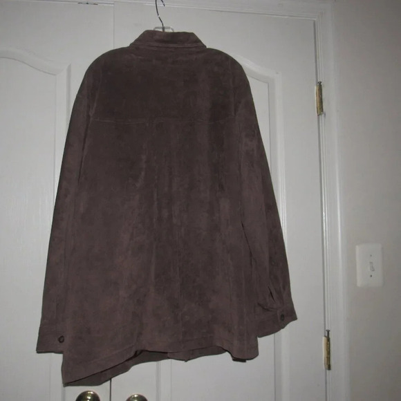 JOHN ASHFORD ADVENTURE Button Front Brown Suede Leather Lined Jacket Size XXL - Picture 2 of 4